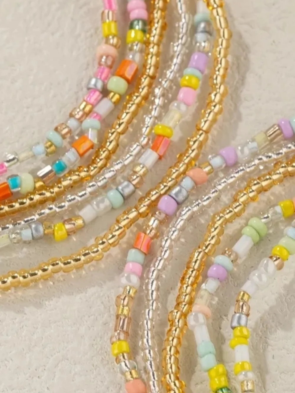 11 Pcs Set Trendy Gold Multicolor Glass Beaded Bracelets NIP.
